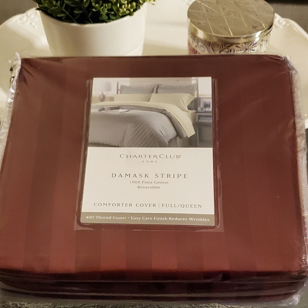 Charter Club Home Damask Stripe Comforter Cover